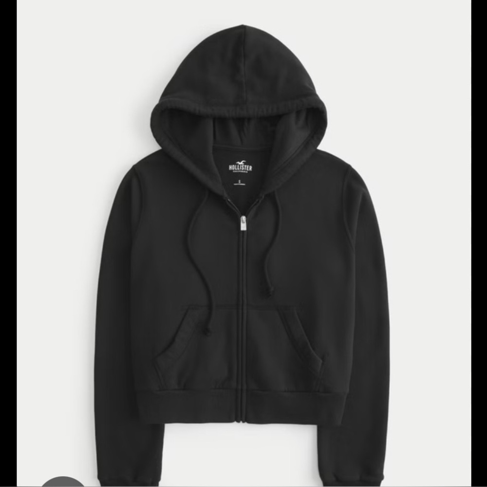 Hollister Charcoal Zip-Up Jacket Cropped